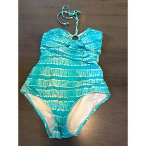 blue white MICHAEL KORS  one piece swimsuit size 10